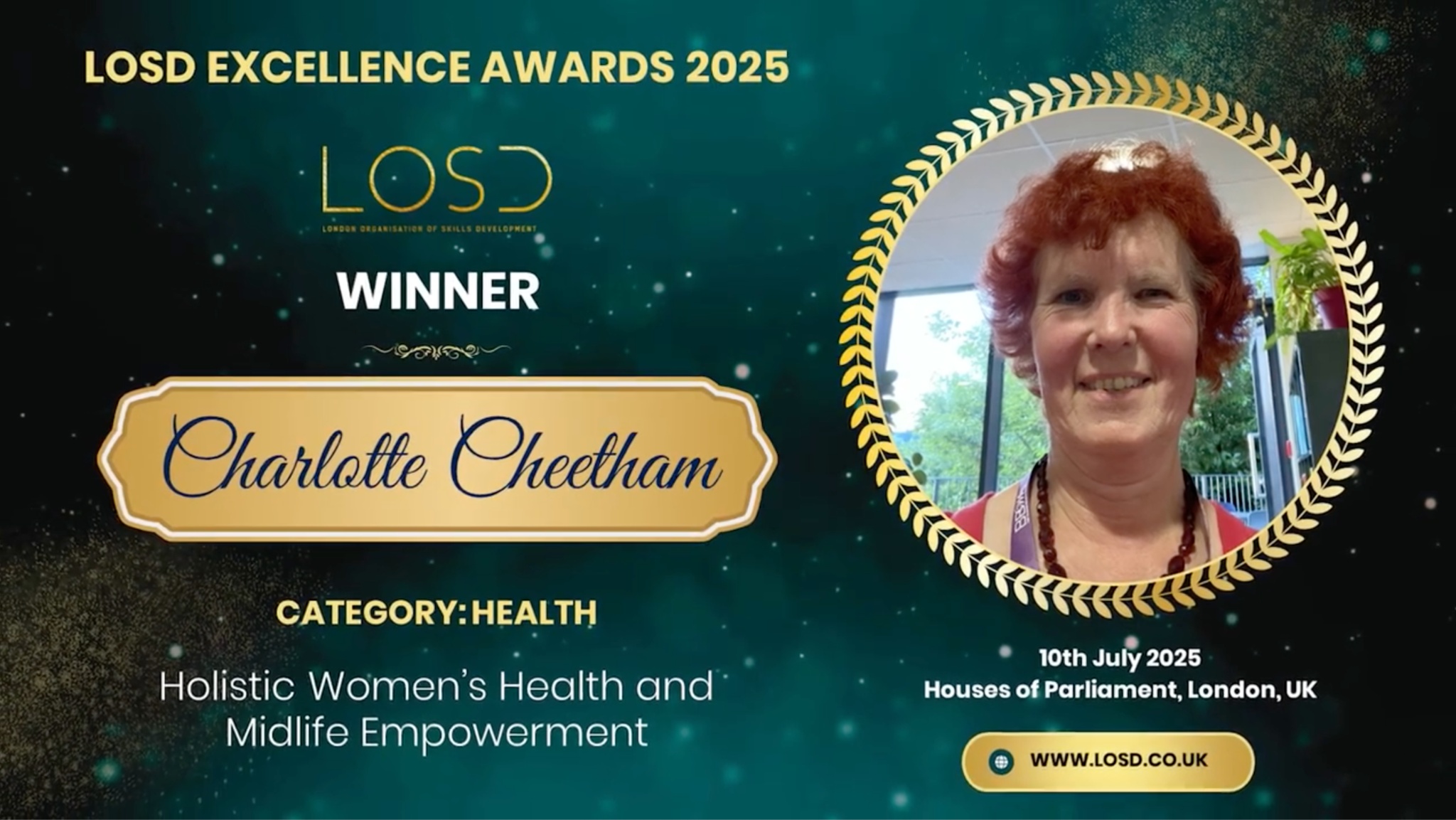LOSD Excellence Awards 2025 | Houses of Parliament, London UK | Charlotte Cheetham